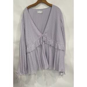 ASOS DESIGN Curve Plus Size 22 Smock Blouse Lilac Lavender Babydoll Long Sleeve